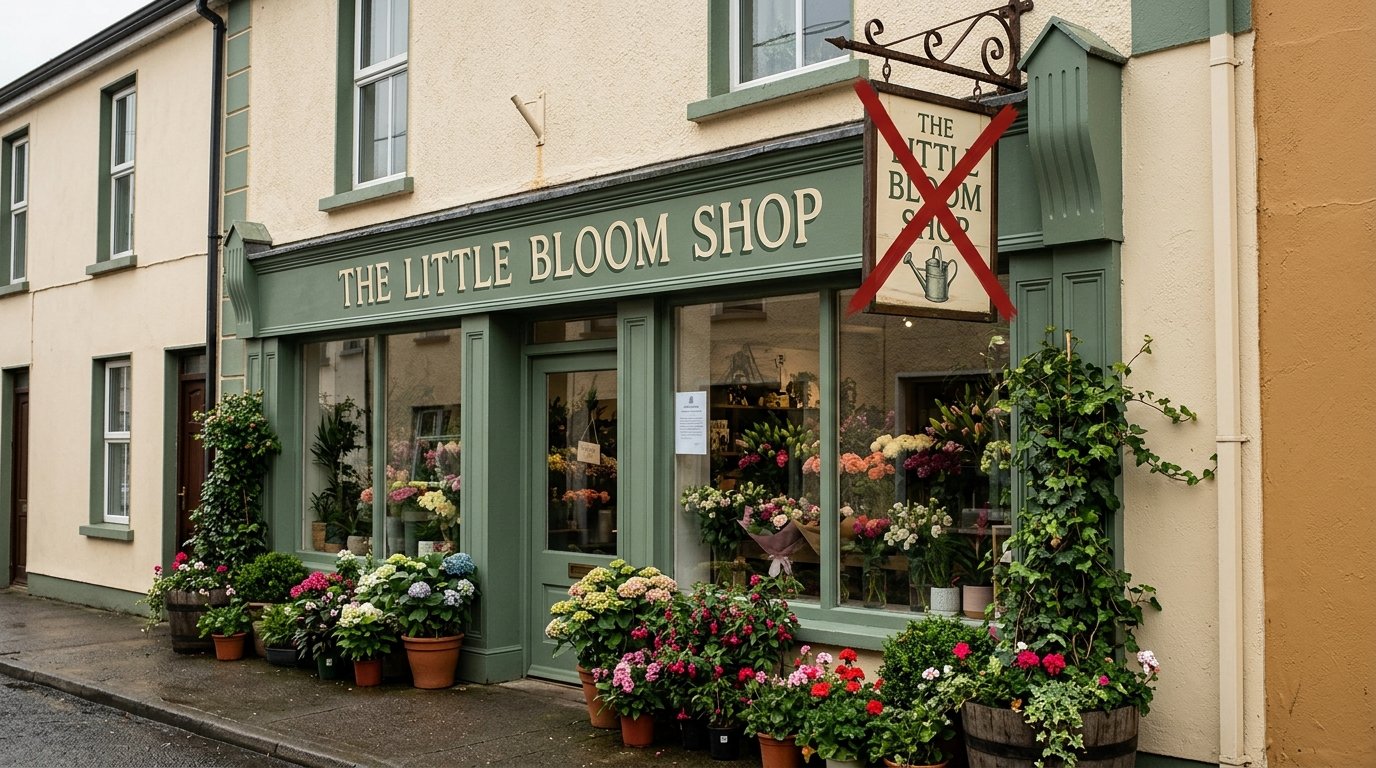 Retention Planning Permission Commercial Shop Large hanging sign without permission